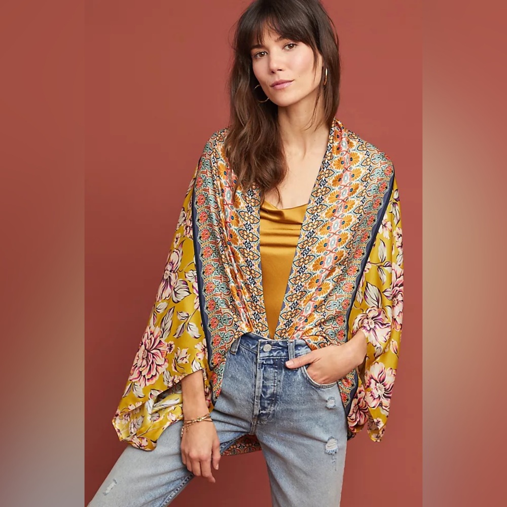 Kachel x Anthropologie Floral Silk Cocoon Kimono